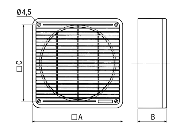 ZFF 40 IM0000962.PNG Luftfilter für Unterputz- und Dachventilatoren, Filterklasse ISO Coarse > 30 % (G2)
