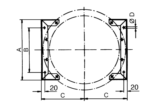 FU 35 IM0001021.PNG Upevňovací patka pro montáž ventilátorů EZL/DZL a EZR/DZR na stěny, stropy nebo konzole, DN 350