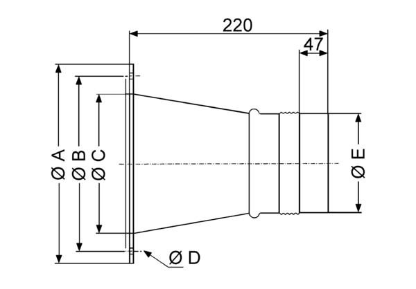 ELA 60 IM0001032.PNG Elastischer Verbindungsstutzen zur schall- und vibrationsgedämpften Verbindung von Lüftungsleitungen, DN 600
