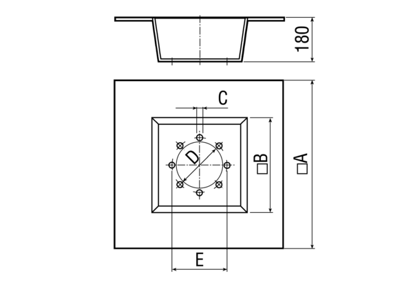 SZ 22 IM0001038.PNG For a connection between the SD 22 socket sound absorber and the ventilation ducts that is economical in terms of air flow and easy to mount, for installation in flat roofs
