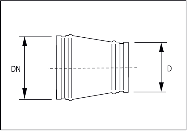 USS 150-125 IM0001183.PNG Symmetrical transition piece with O-ring gasket, DN 150 - DN 125