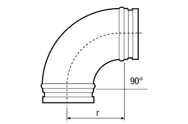 B90-180 IM0001203.PNG 90° elbow, drawn for folded spiral-seams ducts, incl. lip seal, DN 180