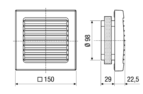 ESG 10/2 IM0001301.PNG Внутренняя решетка для внутритрубных вентиляторов ECA, номинальный диаметр 100