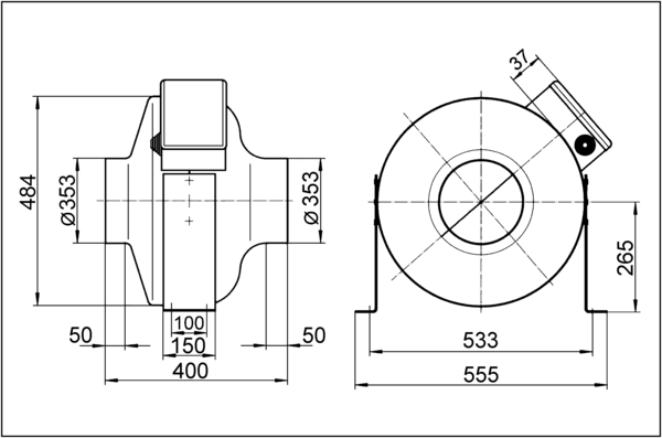 ERR 35/1 IM0001584.PNG Centrifugal duct fan, DN 355, alternating current