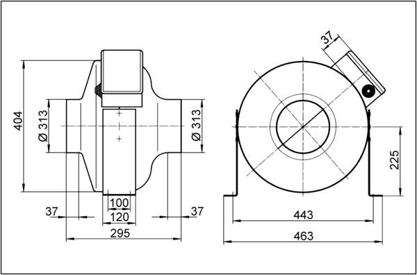ERR 31/1 IM0001585.PNG Centrifugal duct fan, DN 315, alternating current