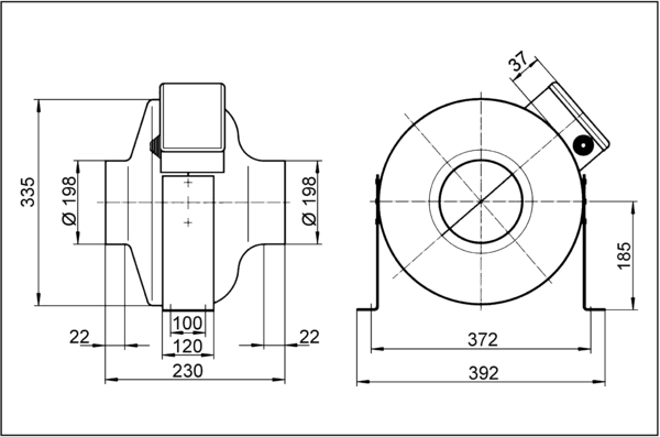 ERR 20/1 IM0001587.PNG Centrifugal duct fan, DN 200, single-phase AC