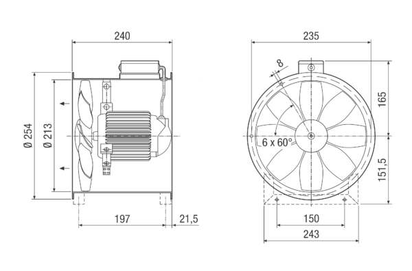EZR 20/2 B IM0001727.PNG Axial duct fan, DN 200, alternating current
