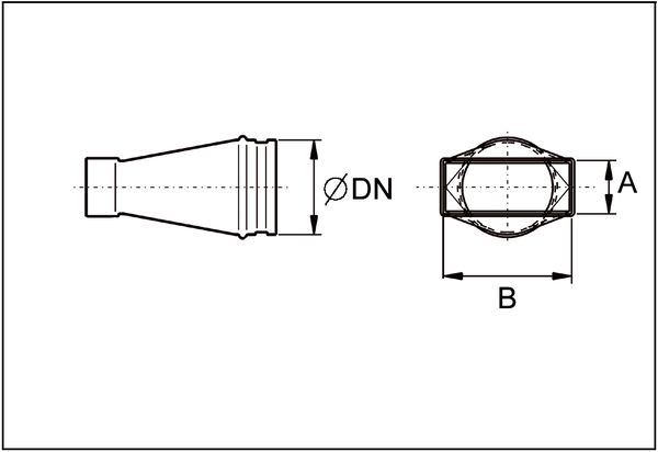 USSN70/170/80 IM0003405.PNG Symmetrical transition piece 70/170, where D = 80mm,