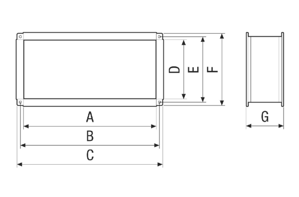 ELP 25 IM0005677.PNG Króciec elastyczny do montażu wentylatorów kanałowych z separacją chroniącą przed rozprzestrzenianiem się dźwięku przez materiały, wymiar kanału 500 x 300 mm