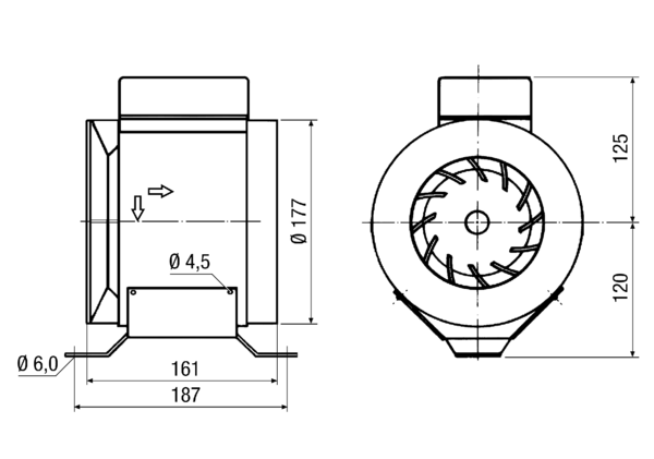 ERM 18 IM0006481.PNG Ventilateur hélico-centrifuge pour gaine ronde, DN 180, courant alternatif