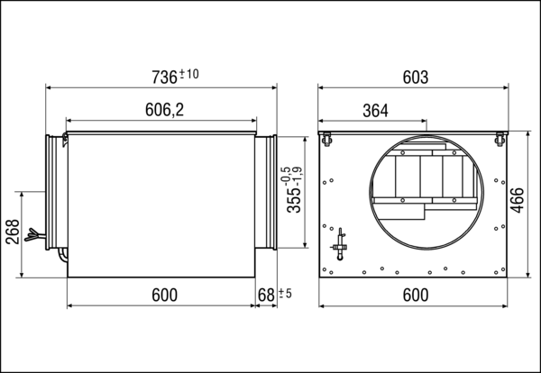 ESR 35/1 IM0006519.PNG Sound-insulated ventilation box, DN 350, single-phase AC