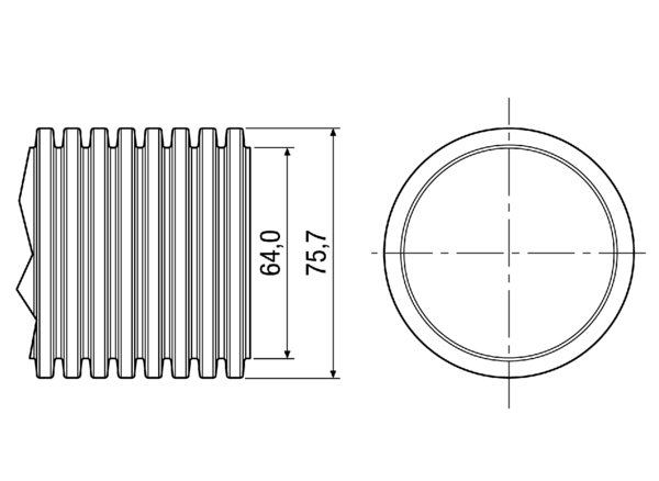 MF-F75 IM0008441.PNG Fleksibilna PE-HD cijev, dužina 50 m, vanjski promjer 75 mm, maks. 30 m³/h, polumjer savijanja ≥ 150 mm