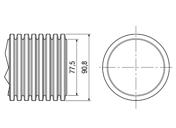 MF-F90 IM0008444.PNG Gaine flexible PE-HD, longueur 50 m, diamètre extérieur 90 mm, max. 50 m³/h, rayon de courbure ≥ 300 mm