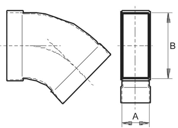 KB45H/55/110 IM0010476.PNG Channel elbow 55/110, 45°, horizontal
