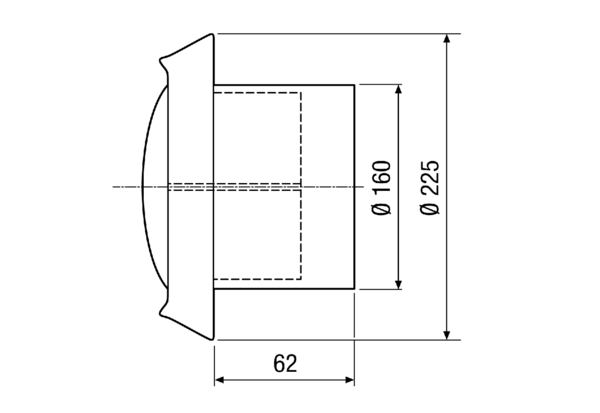 TM-V2A 16 IM0011471.PNG Disk-ventil za usisni i odsisni zrak, plemeniti čelik, s prstenom za ugradnju, DN 160, za kućnu ventilaciju maks. 160 m³/h (uzmite u obzir padove tlaka i vrijednosti buke)