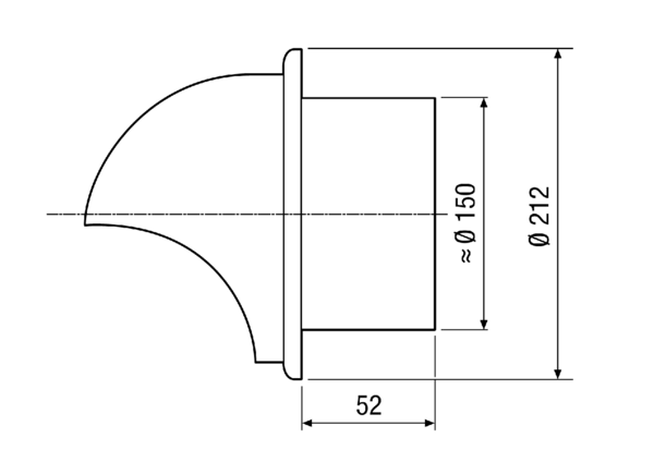 LH-V2A 15 IM0011479.PNG Воздушный колпак для наружного или удаляемого воздуха, нержавеющая сталь, DN 150