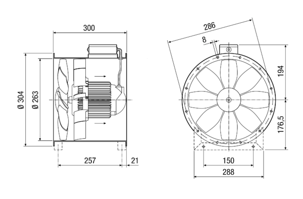 EZL 25/2 B IM0014387.PNG Axial duct fan, DN 250, alternating current