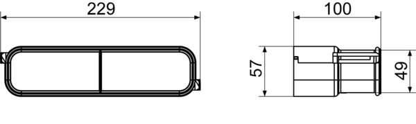FFS-V IM0015088.PNG Удлинение для главного присоединения распределителя на восходящую линию вентиляции, ширина x высота x глубина: прибл. 229 x 57 x 100 мм, объем поставки: 4 удлинения распределителя, 4 уплотнительных кольца, на один распределитель допускается устанавливать не более 4 дополнительных удлинений