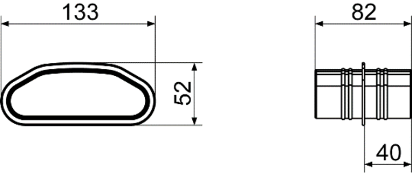 FFS-M IM0015100.PNG Manchon pour le raccord de deux gaines plates flexibles FFS-R52, largeur x hauteur x profondeur : env. 133 x 52 x 82 mm, UC 5 pièces