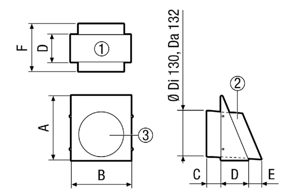 KW-FL 31E IM0015894.PNG Fortluft-Wandstutzen, DN 315, Farbe Edelstahl gebürstet