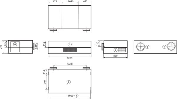 geniovent.x 900 H W-E-SU IM0016854.PNG Dezentrales RLT Gerät mit sehr hoher Wärmerückgewinnung.  Mit Enthalpie-Wärmetauscher, Außen- und Fortluftanschlüsse auf der Rückseite, Ausblasung unten, komplett verkleidet. CO2-Sensor im Gerät integriert. Mit App zur mobilen Geräte-Ansteuerung