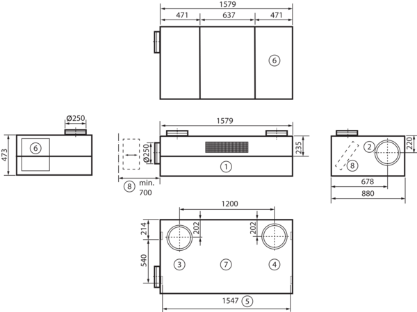 geniovent.x 600 H D-E-K2 IM0016892.PNG Dezentrales RLT Gerät mit sehr hoher Wärmerückgewinnung.  Mit Enthalpie-Wärmetauscher, Außen- und Fortluftanschlüsse nach oben, Abluft über Kanal, Zuluft am Gerät, Zuluftseite und Elektroseite mit Paneele verkleidet. CO2-Sensor im Gerät integriert. Mit App zur mobilen Geräte-Ansteuerung