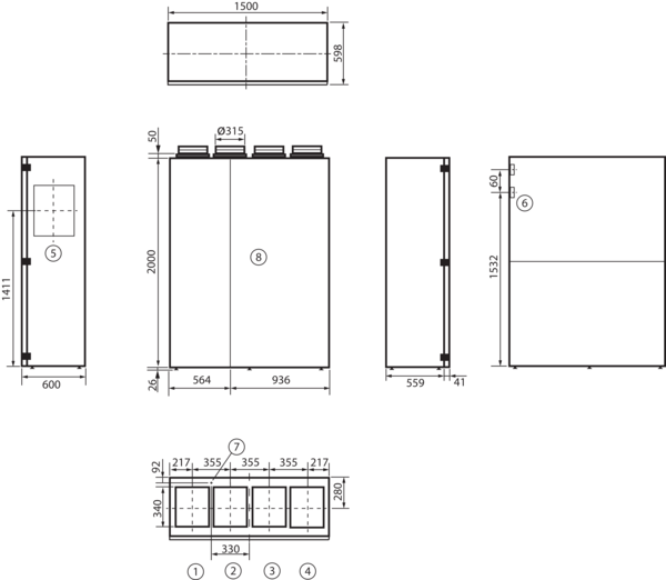 geniovent.x 900 S DL-E-K3 IM0016903.PNG Dezentrales RLT Gerät in reinweiß ähnlich RAL 9010 mit sehr hoher Wärmerückgewinnung. Mit Enthalpie-Wärmetauscher, Anschluss nach oben, Außenluft links, Zu- und Abluft über Kanal, CO2-Sensor im Gerät integriert. Mit App zur mobilen Geräte-Ansteuerung