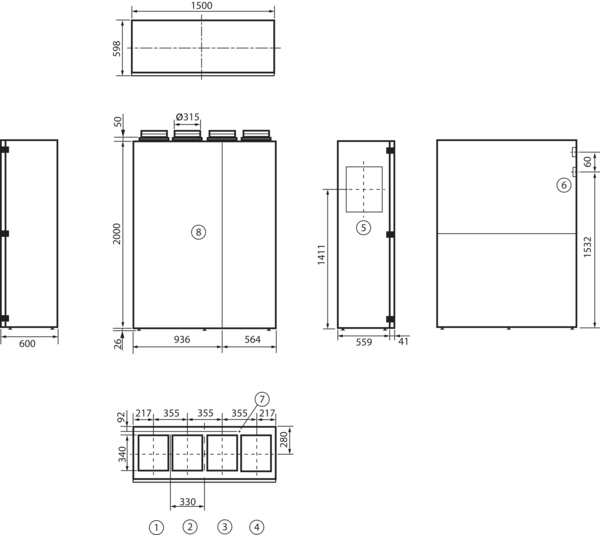 geniovent.x 900 S DR-G-K3 IM0016904.PNG Dezentrales RLT Gerät  in reinweiß ähnlich RAL 9010 mit sehr hoher Wärmerückgewinnung. Mit Kreuz-Gegenstrom-Wärmetauscher und Vorheizregister, Anschluss nach oben, Außenluft rechts, Zu- und Abluft über Kanal, CO2-Sensor im Gerät integriert. Mit App zur mobilen Geräte-Ansteuerung