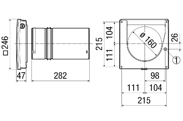 PP 45 O IM0017172.PNG Komplet za završnu montažu za ventilacijski uređaj u jednoj prostoriji PushPull 45 K s rekuperacijom topline, sastoji se od ventilatora, keramičkog izmjenjivača topline, unutarnje obloge s ručnim zatvaračem žaluzine i 1 ISO Coarse 30 % (G2) filtrom i 1 ISO Coarse 45 % (G3) filtrom, verzija: s ručnom žaluzinom, potreban pribor: odvojak za grubu gradnju, vanjski poklopac ili element okvira i regulacija zraka u prostoriji RLS 45 K ili RLS 45 O, opcionalni pribor: zidni blok, osjetnici, jedinica za snagu i modul za proširenje EnOcean