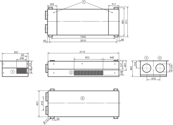 geniovent.x 900 F L-E-SU IM0017262.PNG Dezentrales RLT Gerät mit sehr hoher Wärmerückgewinnung.  Mit Enthalpie-Wärmetauscher, Außen- und Fortluftanschlüsse links, Ausblas unten, CO2-Sensor im Gerät integriert. Mit App zur mobilen Geräte-Ansteuerung