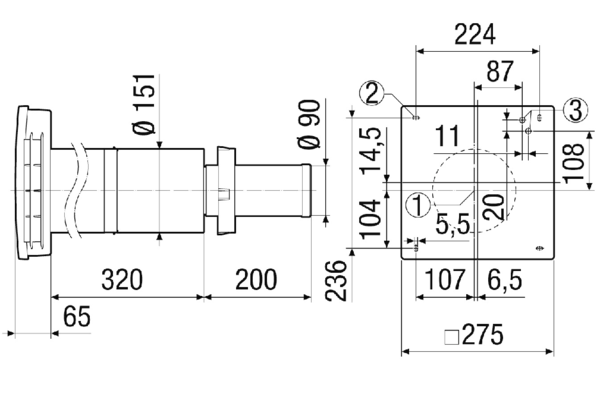 PPB 30 O IM0018203.PNG Komplet za završnu montažu za ventilacijski uređaj u jednoj prostoriji PushPull Balanced PPB 30 O s rekuperacijom topline, sastoji se od 2 ventilatora, 2 keramička izmjenjivača topline, unutarnje obloge s 2 ISO Coarse 45 % (G3) filtra, potreban pribor: Odvojak za grubu gradnju, vanjski poklopac i regulacija zraka u prostoriji RLS 45 K ili RLS 45 O, opcija pribora: Komplet za produživanje, zidni blok, kompenzacijski okvir i osjetnici