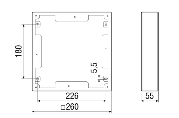 PPB 30 ARW IM0018228.PNG Выравнивающая рамка из алюминия, цвет белый, с порошковым покрытием, типа RAL 9010, – опциональная принадлежность для комплектов для конечного монтажа PPB 30 K и PPB 30 О