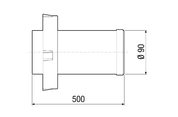 PPB 30 VS IM0018232.PNG Prolongation du canal intérieur d'écoulement du fluide comme accessoire en option pour les kits de montage final PPB 30 K et PPB 30 O en liaison avec la gaine gros œuvre longue PP 45 RHL
