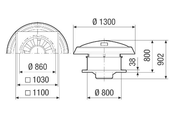 KIT DAD 80 IM0020799.PNG Átépítő készlet axiális ventilátorok tetőventilátorként történő használatához, DN 800