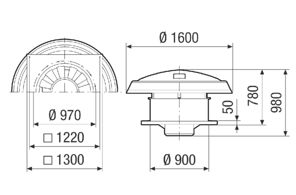 KIT DAD 90 IM0020800.PNG Conversion kit for axial fans for use as roof fans, DN 900