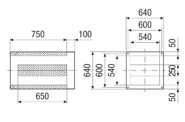 SDI 40-45 IM0020961.PNG Postolje s prigušivačem za smanjenje glasnoće na ulaznoj strani krovnih ventilatora, DN 400-450