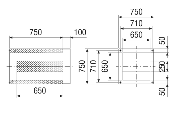 SDI 50-56 IM0020962.PNG Цокольный шумоглушитель для снижения уровня шума крышных вентиляторов на стороне всасывания, DN 500—560