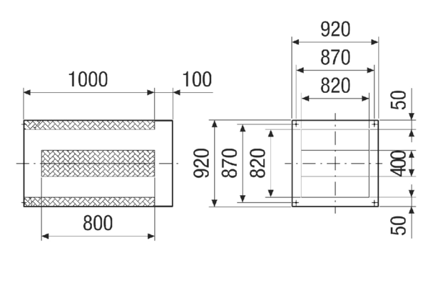 SDI 63-75-80 IM0020963.PNG Postolje s prigušivačem za smanjenje glasnoće na ulaznoj strani krovnih ventilatora, DN 630, 750, 800