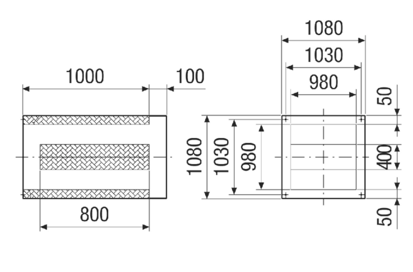 SDI 80-90 IM0020964.PNG Soklový tlumič hluku pro pro snížení hluku na sací straně střešních ventilátorů, DN 800-900
