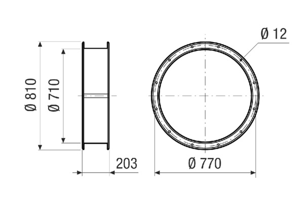 ELI 71 Ex IM0020984.PNG Flexible coupling for sound- and vibration-damped installation, DN 710