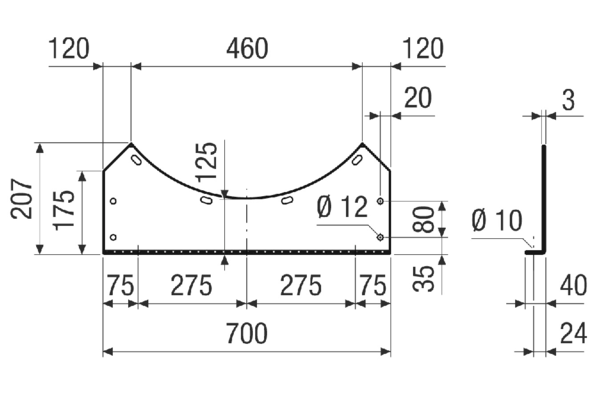 FUI 71 IM0021141.PNG Mounting feet for the installation of DAR/DAR Ex fans on walls, ceilings or brackets, DN 710