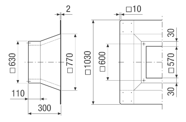 SOFI 40-45 IM0021219.PNG Isolierter Flachdachsockel zur Montage von Dachventilatoren, DN 400-450
