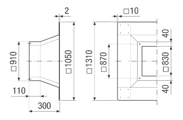 SOFI 63-75 IM0021221.PNG Isolierter Flachdachsockel zur Montage von Dachventilatoren, DN 630, 750