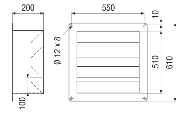 VKRI HV 50-56 IM0021364.PNG Заслонка канала с прямоугольной соединительной пластиной, автоматическая, DN 500—560