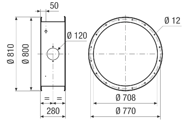 GVI 71 IM0021394.PNG Housing extension for mechanical protection of the motor and impeller inside the fan housing, DN 710