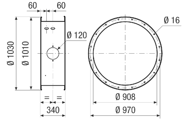 GVI 90 IM0021396.PNG Housing extension for mechanical protection of the motor and impeller inside the fan housing, DN 900