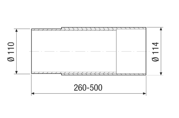 WH 100 IM0021537.PNG Zidni odvojak za ventilatore nominalne dužine 100, plastika, izvlačivi