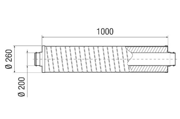 RSR 20-1 IM0021559.PNG Elastyczny rurowy tłumik akustyczny z uszczelką wargową, uszczelnienie dźwiękochłonne 25 mm, długość 1000 mm, DN 200