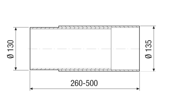WH 120 IM0021595.PNG Zidni odvojak za ventilatore nominalne dužine 120, plastika, izvlačivi