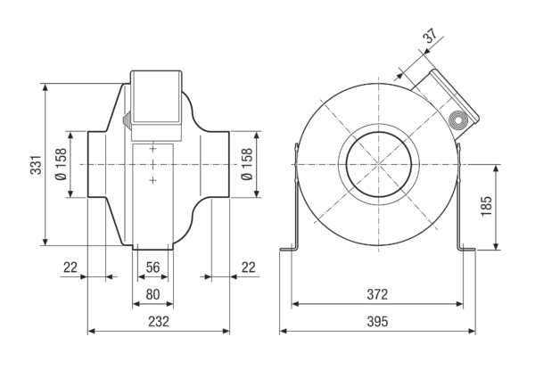 ERR 16/1 S IM0021650.PNG Ventilateur centrifuge pour gaine ronde, DN 160, courant alternatif